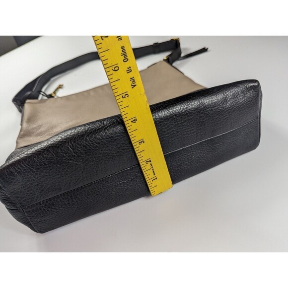 FOSSIL Charlotte Hobo Black Taupe Colorblock Leather Shoulder Bag - Picture 6 of 12